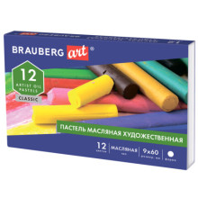 Пастель масляная художественная BRAUBERG ART CLASSIC, 12 цветов, круглое сечение