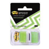 Закладки клейкие POST-IT Study, пластиковые, 25 мм, 22 шт., зеленые