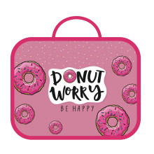 Папка А4 (335*260*60) с ручками, молния, ткань "Donut worry"