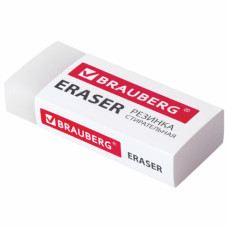 Ластик BRAUBERG "EXTRA", 45х17х10 мм, белый, прямоугольный, экологичный ПВХ, картон.держатель